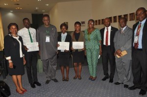 The students with Director General of SON and other dignitaries during the award ceremony at Abuja