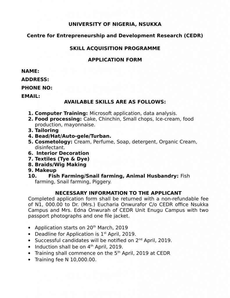 CEDR SKILL ACQUISITION PROGRAMME APPLICATION FORM-1