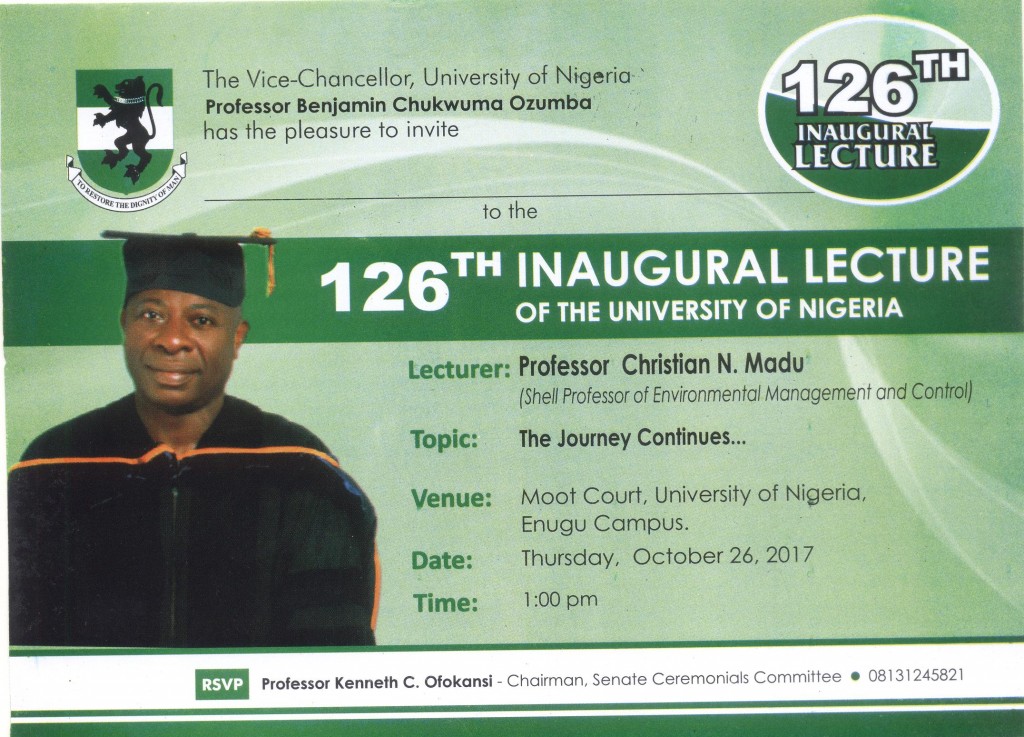 126th Inaugural Lecture Of The  University Of Nigeria