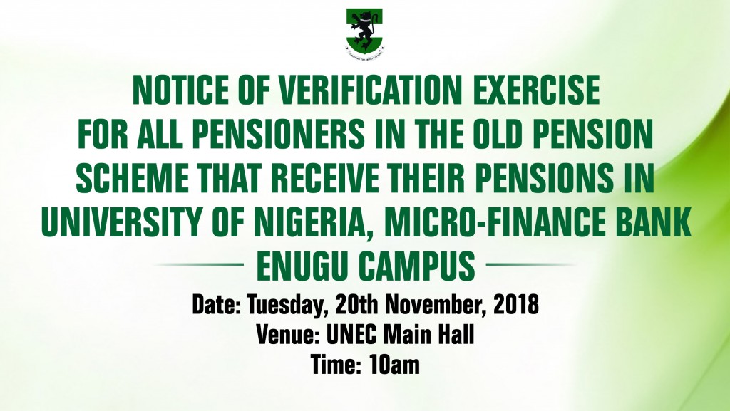 NOTICE OF VERIFICATION EXERCISE  FOR ALL PENSIONERS, UNEC