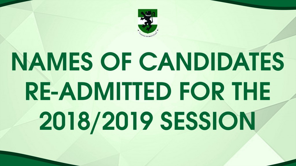 NAME OF CANDIDATES RE-ADMITTED FOR THE 2018/2019 SESSION
