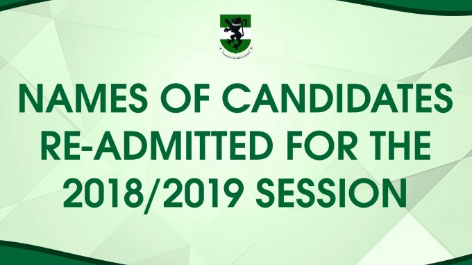 Read more about the article NAME OF CANDIDATES RE-ADMITTED FOR THE 2018/2019 SESSION