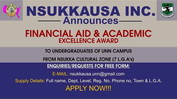 Read more about the article NSUKKA-USA INC FINANCIAL AID AND ACADEMIC EXCELLENCE AWARD-  2018