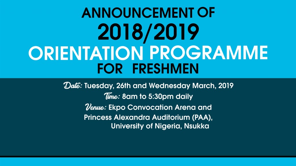 2018/2019  ORIENTATION  PROGRAMME  FOR  FRESHMEN