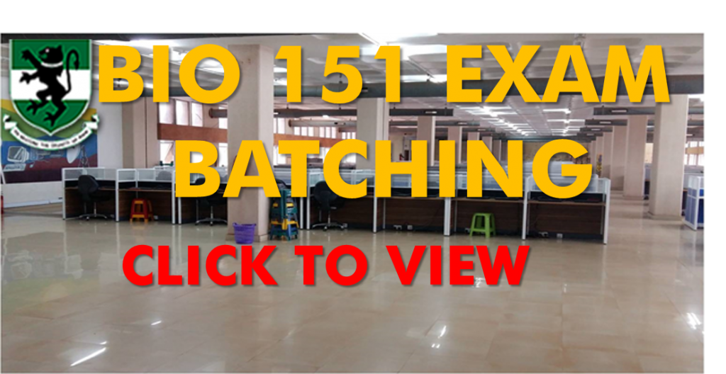 BIO 151 Examination Batching for 2018/2019 Session