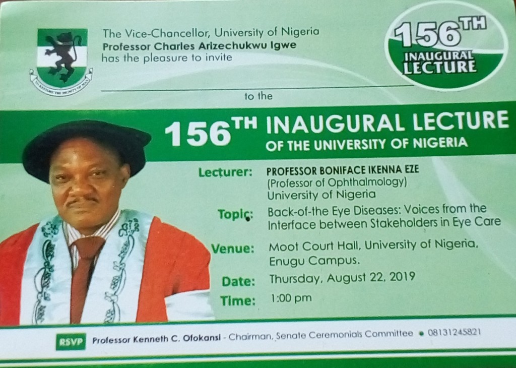 156th INAUGURAL LECTURE