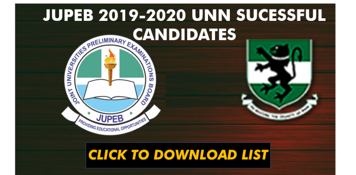 Read more about the article 2019 JUPEB UNN SUCCESSFUL CANDIDATES