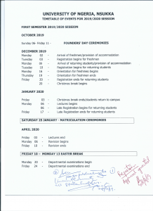 Time Table Of Events