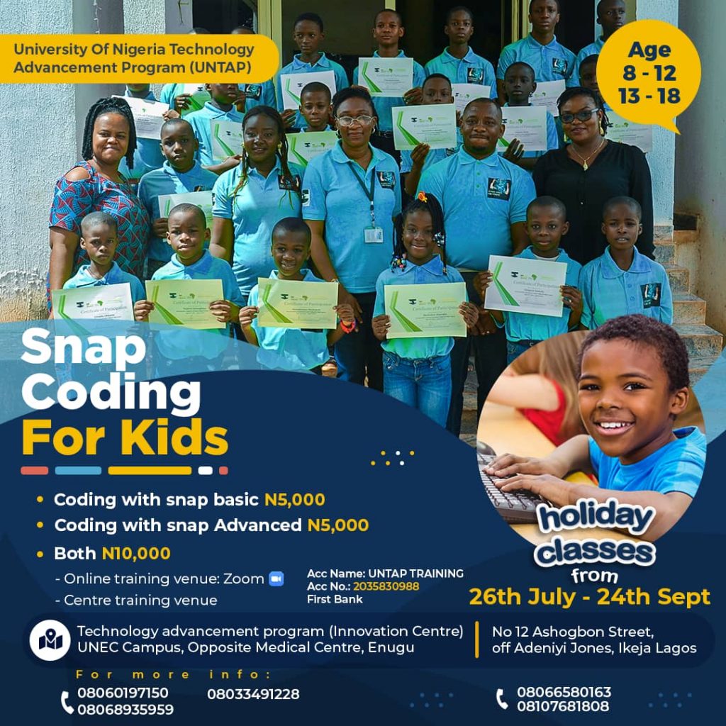 Snap Coding for Kids : Holiday Lesson - University Of Nigeria Nsukka