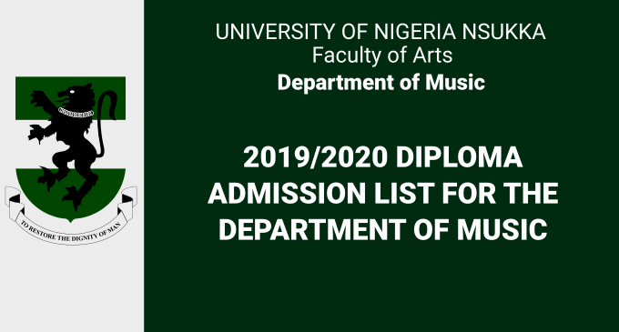 Read more about the article 2019/2020 Diploma Admission List For the Department of Music