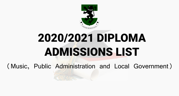 Read more about the article 2020/2021 Diploma Admissions List (Music, Public Administration and Local Government)