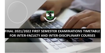 Read more about the article FINAL 2021/2022 FIRST SEMESTER EXAMINATIONS TIMETABLE FOR INTER-FACULTY AND INTER-DISCIPLINARY COURSES