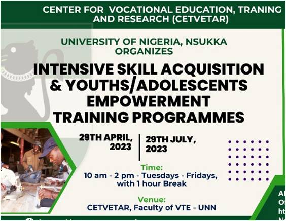 Read more about the article CETVETAR: Skill Acquisition & Youths/Adolescents Empowerment Training Programmes