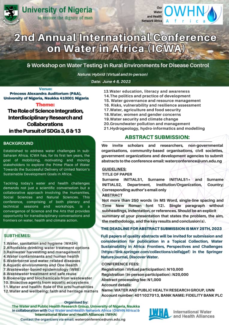 Read more about the article 2nd Annual International Conference On Water In Africa