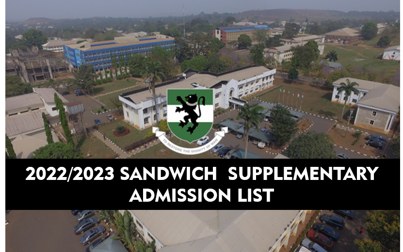 2022/2023 SANDWICH  SUPPLEMENTARY ADMISSION LIST FOR 4YEARS AND 5YEARS COURSES