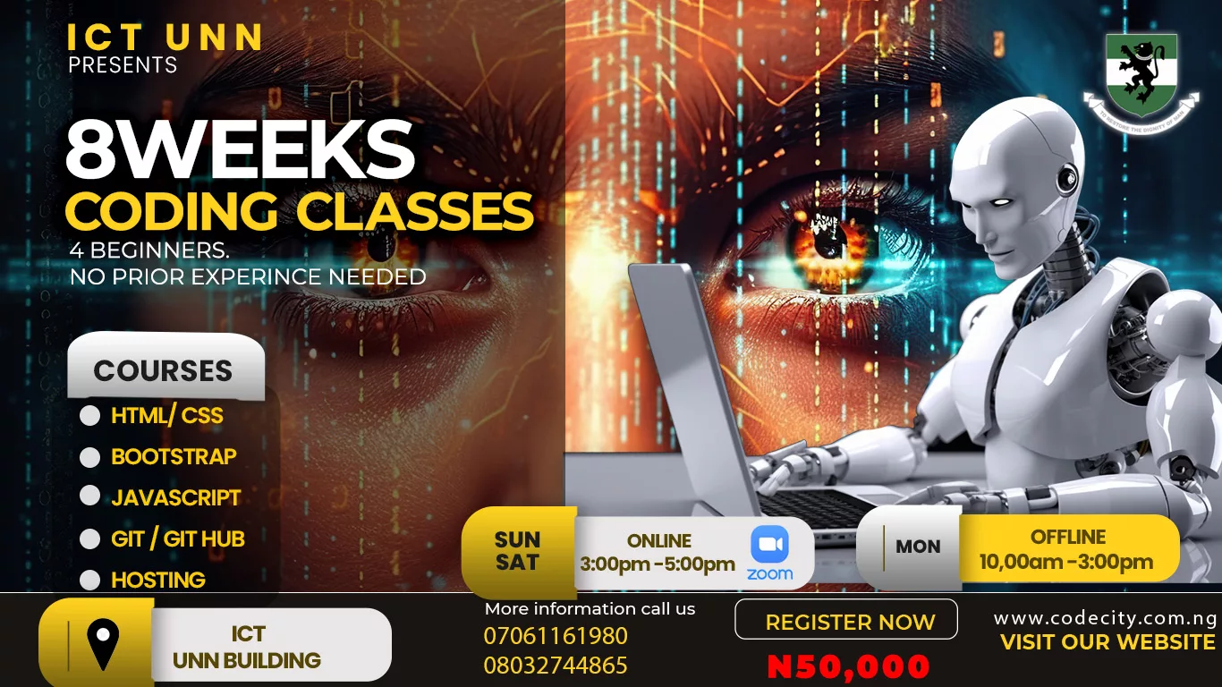 Read more about the article ICT UNN Codecity Presents: 8weeks coding class. No experience needed.