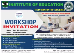 WORKSHOP INVITATION – INSTITUTE OF EDUCATION, UNIVERSITY OF NIGERIA, NSUKKA