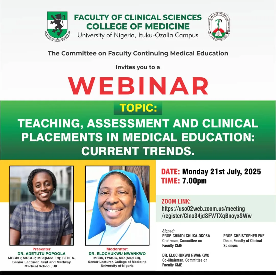 Faculty of Clinical Sciences Presents a Webinar on: Teaching, Assessment, and Clinical Placements in Medical Education: Current Trends