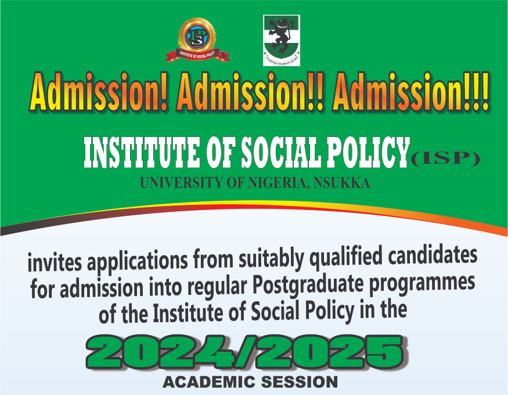 2024/25 Postgraduate Admissions into Institute of Social Policy, UNN