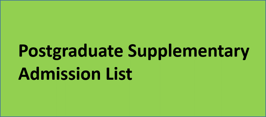 Postgraduate Supplementary Admission List