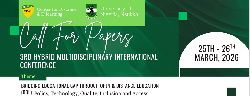 Read more about the article CENTRE FOR DISTANCE & e-LEARNING UNN -2026 CONFERENCE: CALL FOR PARTICIPATION & PAPER SUBMISSION