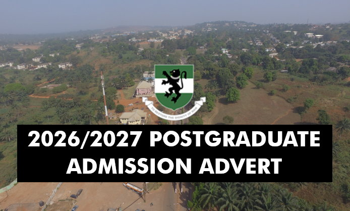 Read more about the article 2026/2027 POSTGRADUATE ADMISSIONS ADVERTISMENT