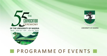 Read more about the article 55th CONVOCATION OF THE UNIVERSITY OF NIGERIA, NSUKKA
