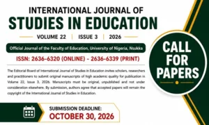 Call for Papers: International Journal of Studies in Education